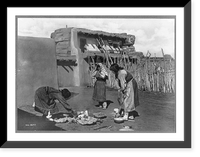 3 Pueblo Indian women at work in the yard - At exposition in San Diego Classic, Antique Poster