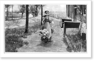 Historic Framed Print, Flower girl in Holland,  17-7/8" x 21-7/8"