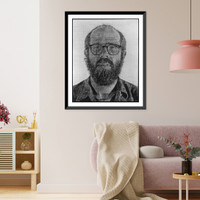 Self portrait - white ink Classic, Vintage Print