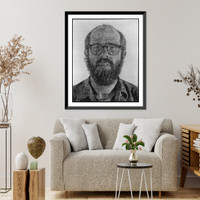Self portrait - white ink Classic, Vintage Print