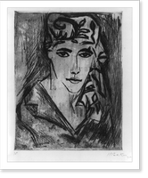 Portrait of a woman with a scarf around her head, Vintage Print