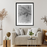 Historic Framed Print, Ria S. Barbara - where Whistler first lived,  17-7/8" x 21-7/8"