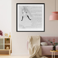 French cabaret singer Yvette Guilbert wearing gown and long black gloves; illustration and surrounding text, Historic Reproduction