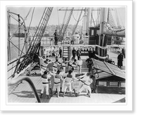Historic Framed Print, [The crew hanging the ship's lifeboats on the Imperial Ironclad Frigate Hamidiye].Constantinople, Abdullah Fr&egrave;res.,  17-7/8" x 21-7/8"