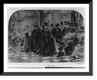 Abraham Lincoln in Willard's Hotel in Washington, on the eve of his inauguration, sitting by the fireplace, friendless and solitary, holding newspaper; March 1861, Historic Reproduction