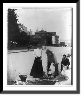 2 men and a woman cooking on the street after the San Francisco earthquake and fire, Antique Wall Art