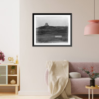 Devils Tower and Mo. Buttes. Ryan's Ranch in foreground, 2 miles from Camera to Tower, Antique Print