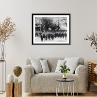 Historic Framed Print, [Large group of Japanese soldiers at attention; officer on horseback in foregrd.],  17-7/8" x 21-7/8"