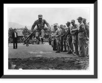 Vintage Military Print - Chinese soldier making broad jump carrying