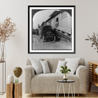 Truck unloading oranges at receiving station. Fruit automatically conveyed to washer, Redlands, Calif. Classic, Vintage Poster