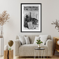 Fixing things" - a proper steering apparatus found Political cartoon showing Republican donkey tying cut-off tail of Democratic tiger" Classic, Vintage Print