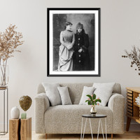 Lillie Langtry and Sarah Bernhardt standing side by side, Antique Wall Art