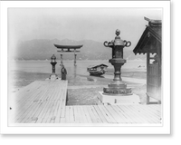 Miyajima - Itsukushima Jinja (shrine), dock and moored boat at low tide, Historic Reproduction