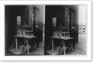 Thomas A. Edison and the model of his concrete house, Antique Poster