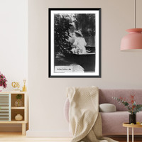 Historic Framed Print, Helen Keller in a boat by shore,  17-7/8" x 21-7/8"