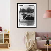 Historic Framed Print, Helen Keller in a boat by shore - 2,  17-7/8" x 21-7/8"