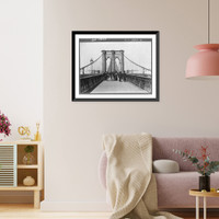 Historic Framed Print, New York and Brooklyn Bridge: Promenade,  17-7/8" x 21-7/8"