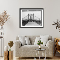 Historic Framed Print, New York and Brooklyn Bridge: Promenade,  17-7/8" x 21-7/8"