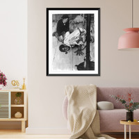 Historic Framed Print, Jim got down on his knees,  and put his ear against it and listened"",  17-7/8" x 21-7/8"