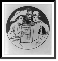 Historic Framed Print, [Jim, Huckleberry Finn and Tom Sawyer reading Huckleberry Finn. Vignette illus. on title page],  17-7/8" x 21-7/8"
