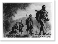 Single file of Italian infantry marching in Greece Classic, Historic Print