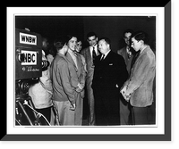 Mike Di Salle and group in front of NBC television camera, Historic Reproduction