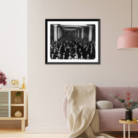 Historic Framed Print, Audience at American Forum broadcast on their 18th anniversary,  17-7/8" x 21-7/8"