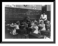 Grade school, Washington, D.C. - children drawing and cutting rectangles, triangles, etc, Antique Print