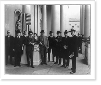 D.C. Washington. World War I. View of group selling saving stamps on East Portico of U.S. Capitol, Antique Poster
