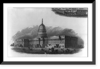 Banknote vignette showing view of U.S. Capitol from Northeast; horses, carriages and pedestrians in fg. Classic, Antique Wall Art