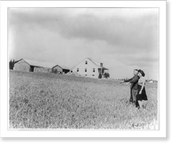 Historic Framed Print, [Bainbridge Island, Washington, evacuation - Japanese farmer and daughter viewing strawberry farm they must leave],  17-7/8" x 21-7/8"