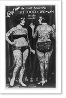 Lady Viola, the most beautiful tattooed woman in the world, Antique Poster