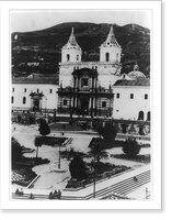 Historic Framed Print, Quito, Provincia da Pichincha, Ecuador: Fachada principal de la Iglesia de San Francisco - (con la puerta del Convento),  17-7/8" x 21-7/8"
