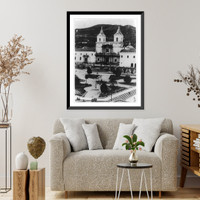 Historic Framed Print, Quito, Provincia da Pichincha, Ecuador: Fachada principal de la Iglesia de San Francisco - (con la puerta del Convento),  17-7/8" x 21-7/8"