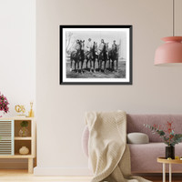 Historic Framed Print, [Agnes Meyer and 3 children on horseback],  17-7/8" x 21-7/8"