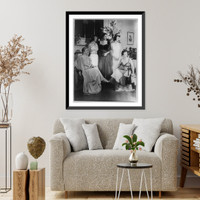 Agnes Meyer and 4 grown daughters posed in evening gowns, Vintage Print