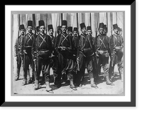 Historic Framed Print, 18 Turkish soldiers posed, standing, with rifles,  17-7/8" x 21-7/8"