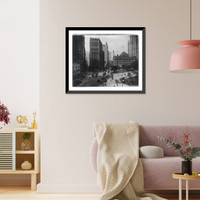 Historic Framed Print, Park Row and Nassau St., New York City,  17-7/8" x 21-7/8"