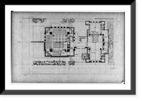 Architectural drawing of floor plan of Unity Temple, Oak Park, Ill., 1906-1907, Antique Wall Art