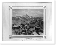 Historic Framed Print, [View of the new bridge and Galata area from I&#x0307;stanbul].Abdullah Fr&egrave;res, Phot., Constantinople. - 2,  17-7/8" x 21-7/8"