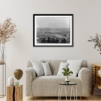 Historic Framed Print, Panoramic view of encampment of Army of Potomac at Cumberland Landing on Pamunkey River, May 1862,  17-7/8" x 21-7/8"