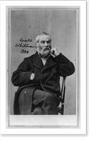 Walt Whitman, three-quarter length portrait, seated, facing slightly right, wearing heavy coat with right hand in pocket, left hand at cheek, Vintage Wall Art