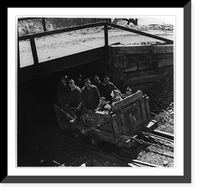 Historic Framed Print, [Andrew Scavnicky and fellow coal miners in a man car, Hazelton, Pa.: Coming out of tunnel],  17-7/8" x 21-7/8"