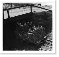 Historic Framed Print, [Andrew Scavnicky and fellow coal miners in a man car, Hazelton, Pa.: Coming out of tunnel],  17-7/8" x 21-7/8"