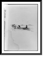 Historic Framed Print, [Girl plowing with horses],  17-7/8" x 21-7/8"