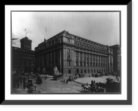 Historic Framed Print, [NYC Custom house. Automobiles, horse-drawn wagons and streetcars on street],  17-7/8" x 21-7/8"