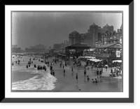 New Jersey - Atlantic City - Beach scene south from central pier, Antique Print