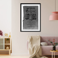 Cover of Dictionnaire de Cuisine by Alexandre Dumas, illustrated with woman working in kitchen, Vintage Wall Art