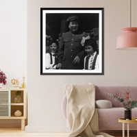 Historic Framed Print, Chairman Mao Tse-tung with 2 young pioneers, while reviewing the National Day parade, 1951,  17-7/8" x 21-7/8"