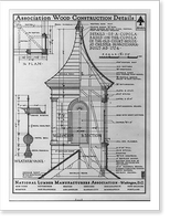 Historic Framed Print, Details of a cupola based on the cupola of the old courthouse at Chester, Pa., built 1724,  17-7/8" x 21-7/8"
